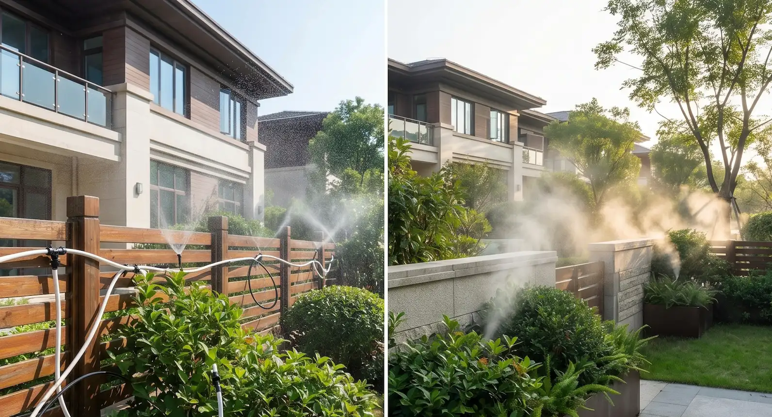 Impianto antizanzare a nebulizzazione per giardino privato con sistema perimetrale di protezione contro le zanzare.