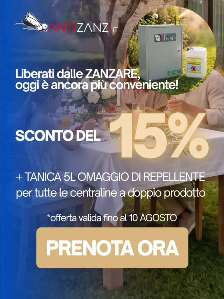Impianto antizanzare a nebulizzazione in giardino, versione mobile